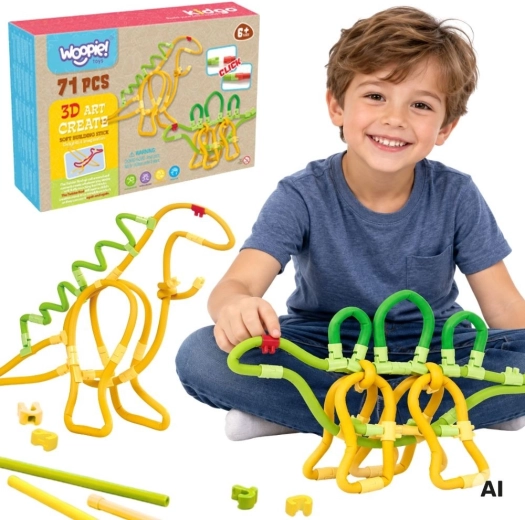 WOOPIE 3D creatieve bouwset dinosaurus, 71 onderdelen