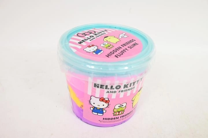 Hello Kitty en Vrienden fluffy slime in een emmer met verrassing (mini-figuurtje)