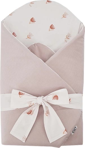 EKO katoenen wikkeldeken met velvet en kokos-inleg Beige Meadow 75 × 75 cm