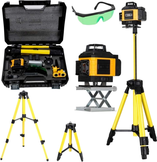 4D 360° kruislijnlaser met 16 lijnen, statief en accessoires