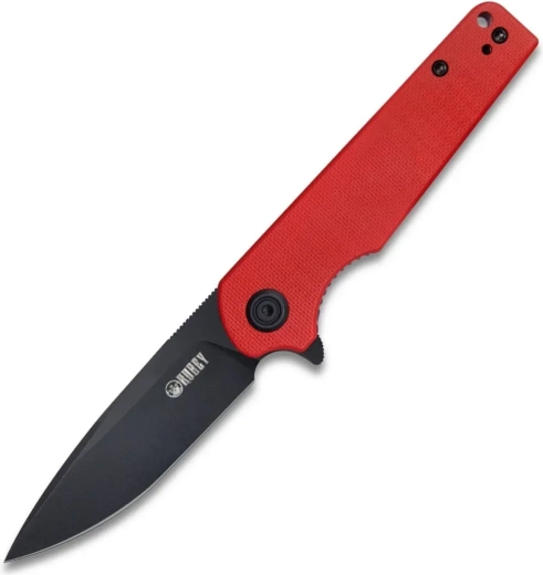 Kubey Wolverine KU233E zakmes 7,4 cm, dark stonewash, rood G10