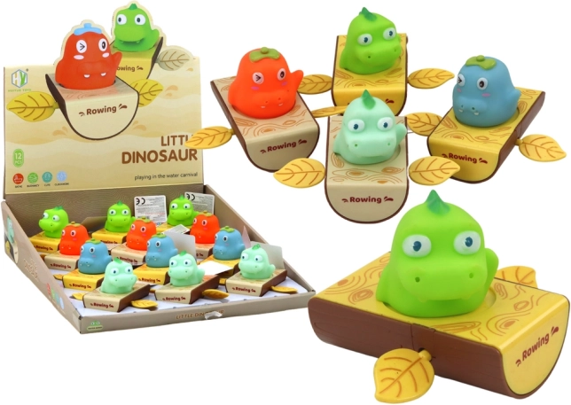 Opwindbootje voor in bad – dinosaurus in een bootje