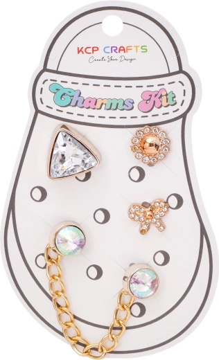 Set decoratieve accessoires voor slippers met driehoekig kristal en gouden ketting - 1 stuk