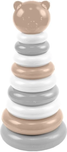 Houten stapelpiramide Beertje – beige-grijs