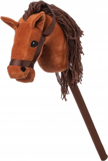 Paardenhoofd op stok met geluid (bruin)
