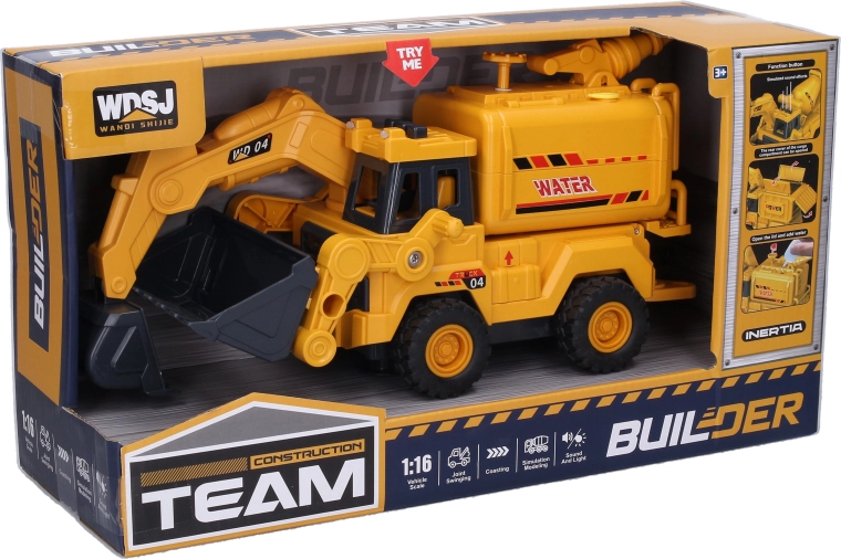 Bouwtankwagen met geluidseffecten en waterkanon 26 cm - 1 stuk