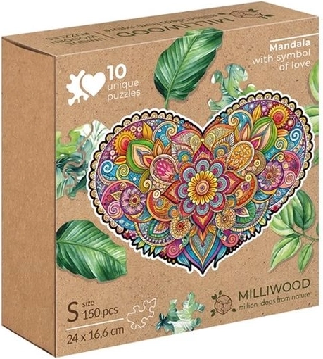 Milliwood mandala van de liefde – houten hartpuzzel 150 stukjes