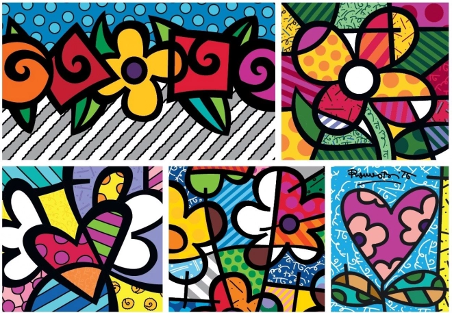 Puzzel Collage Hart en Bloemen 1500 Stukjes