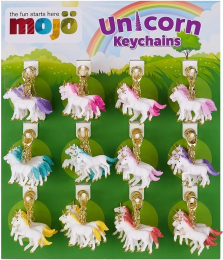 Display met 72 sleutelhangers – eenhoorn