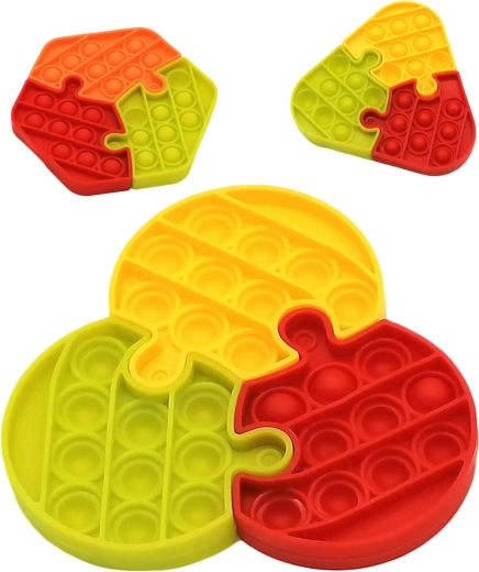 Pop It antistresspuzzel met 3 delen, 14 cm - 1 stuk