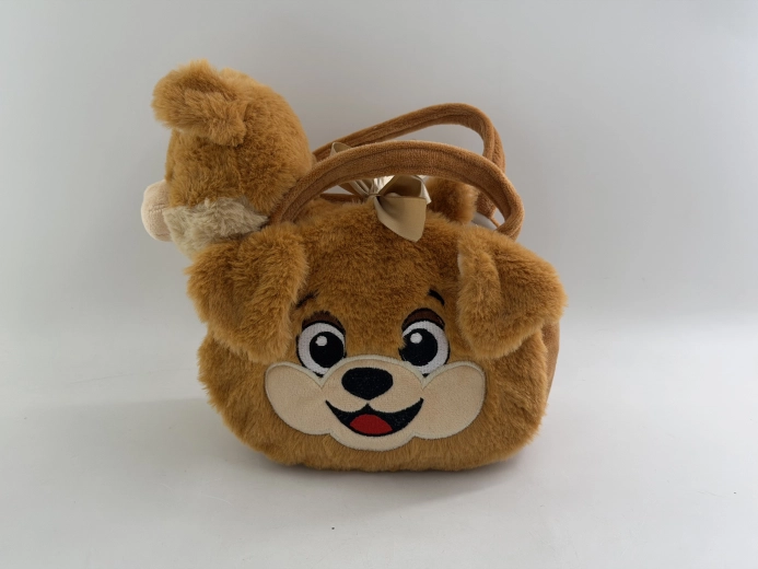 Pluchen hondje in een handtas in de vorm van een hondje
