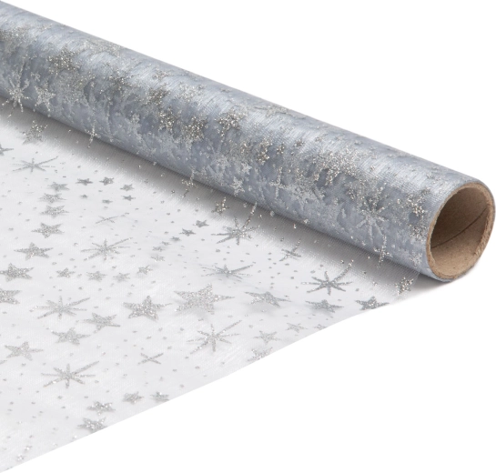 Kersttafelloper zilvergrijs 180 × 28 cm