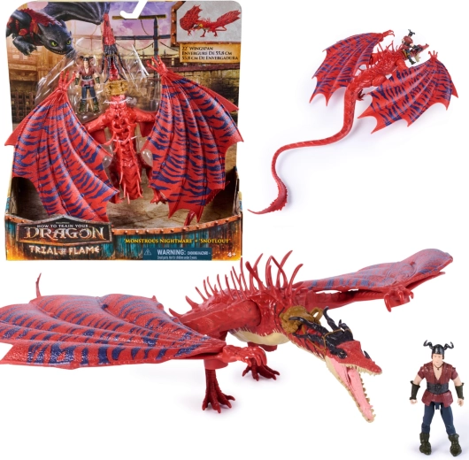 Spin Master How to Train Your Dragon figuren: draak Monstrous Nightmare en Snotlout, beweegbare vleugels 55 cm