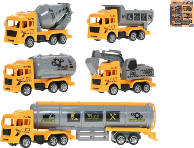 Set bouwvoertuigen met terugtrekmotor en achteruitfunctie, 5 stuks