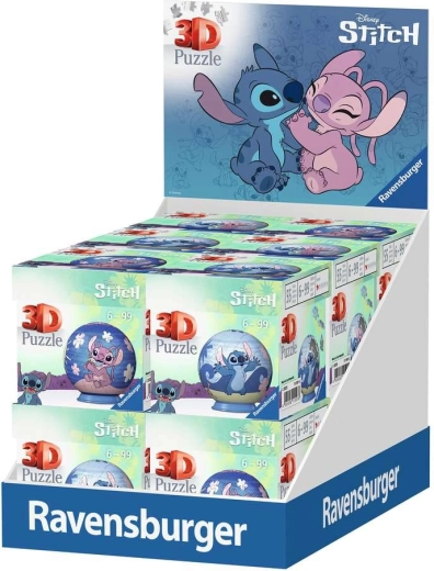 Ravensburger Disney Stitch 3D puzzelbol 54 stukjes – toonbankverkoopdisplay (12 stuks, mix)