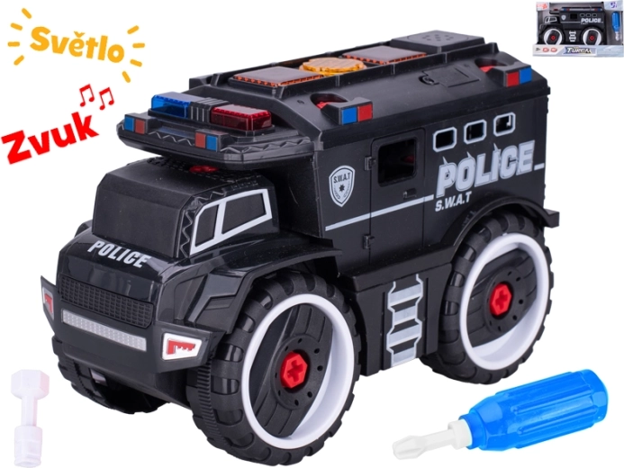 Politiewagen met schroeven 24 cm met licht en geluid
