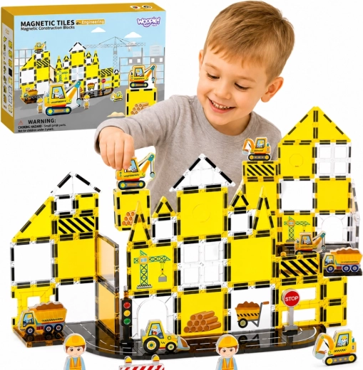 Magnetische bouwset Woopie Bouwplaats STEAM, 47 onderdelen