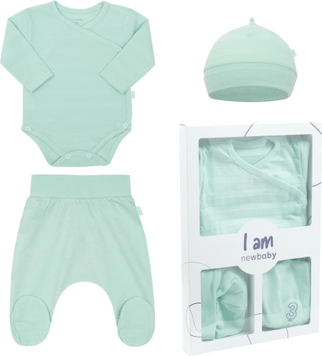 3-delige newbornset NEW BABY I AM, mint, maat 56 (0–3 m)