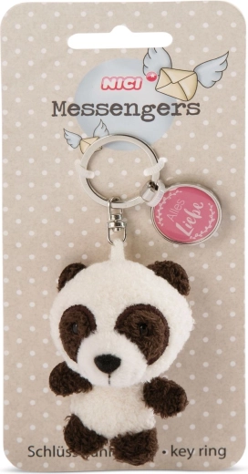 Pluchen sleutelhanger Panda 7 cm met label „Alles Liebe“ - 1 stuk