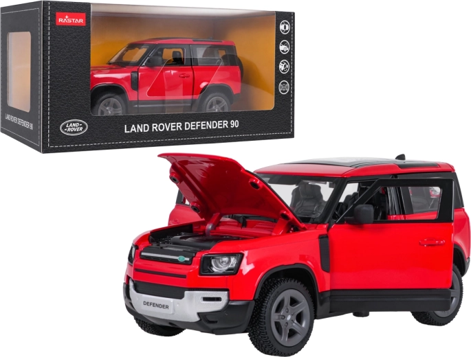 Metalen model Land Rover Defender 90 RASTAR op schaal 1:24, rood