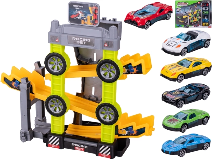 Racebaan 4-in-1 met metalen autootjes