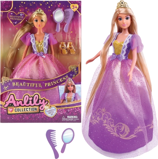 Modieuze pop in prinsessenjurk 32 cm