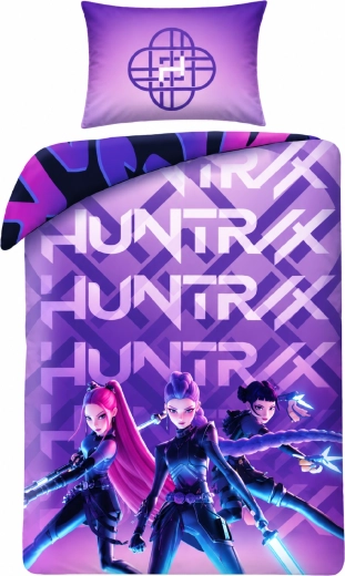 Dubbelzijdig beddengoed K-Pop Demon Hunters Huntrix en Saja Boys paars