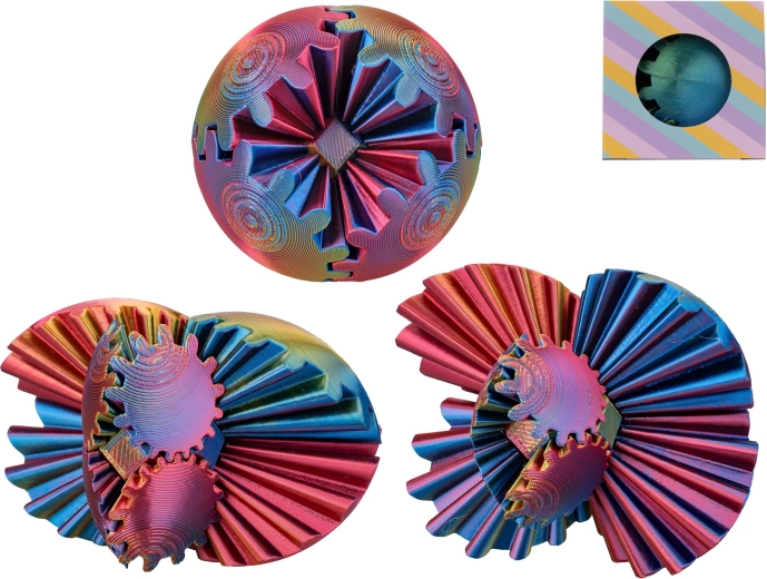 Antistress puzzelbal 6 cm – tweekleurige spiraalvormige puzzelbal