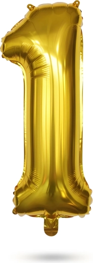 Gouden folieballon voor verjaardag, cijfer 1, 40 inch