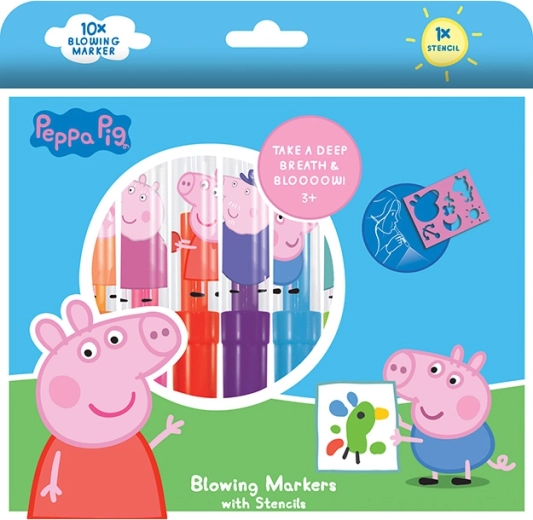 Blaasstiften Peppa Pig 10+1 met sjabloon