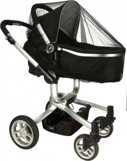 Universele elastische muggennet voor kinderwagen 140 cm – zwart