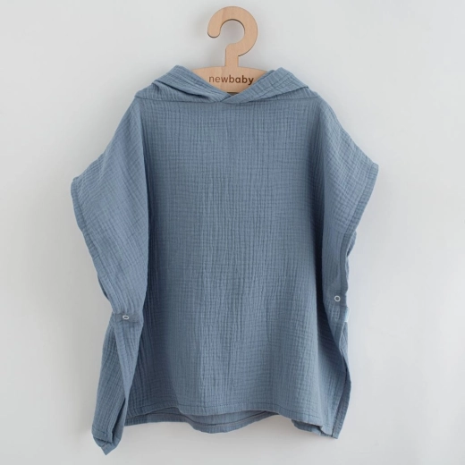 Kinderponcho van mousseline New Baby Feeling blauw 80 cm M
