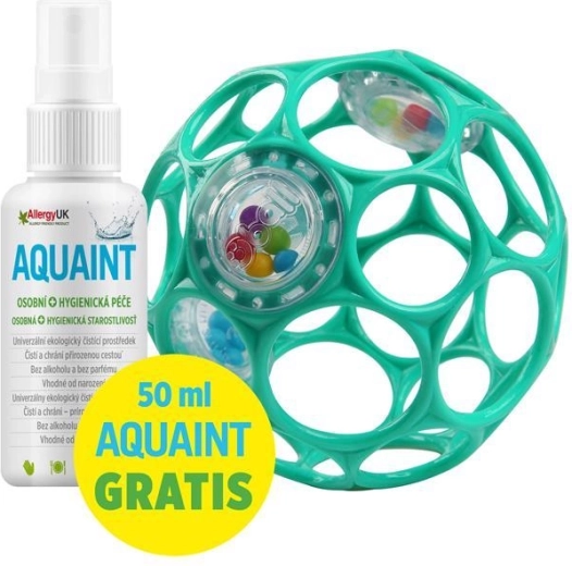 OBALL rammelaar Rattle 10 cm (donkerturkoois) + reinigingswater AQUAINT 50 ml