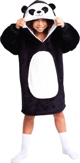 Cozy Noxxiez CH326 Panda - warme tv-hoodiedeken met capuchon voor kinderen 7 - 12 jaar