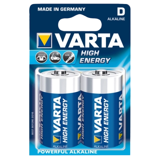 Alkaline batterijen D 1,5 V Varta High Energy, 2 stuks