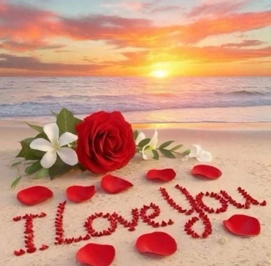 Diamantmozaïek Strand I Love You