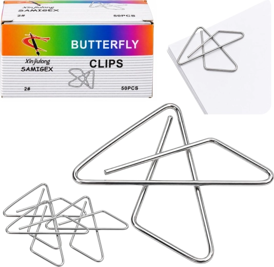 Kruisvormige paperclips vlinder, metalen 32 mm (verpakking 50 stuks)