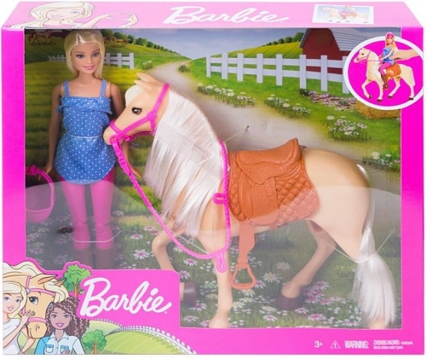 Barbie rijset met paard en helm