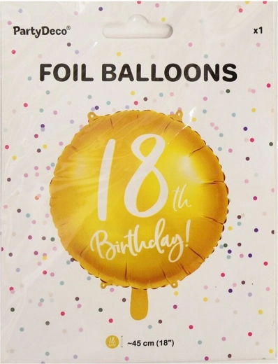 Folieballon cijfer 18 goud 45 cm