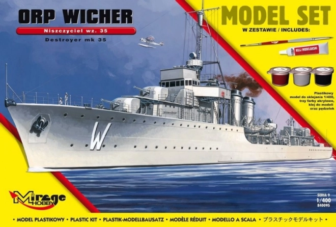 Model van het schip ORP WICHER wz.35 – Poolse torpedobootjager uit de Tweede Wereldoorlog 1:400 bouwset