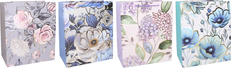Cadeaupapieren tas L 30 × 40 × 12 cm – bloemenontwerp