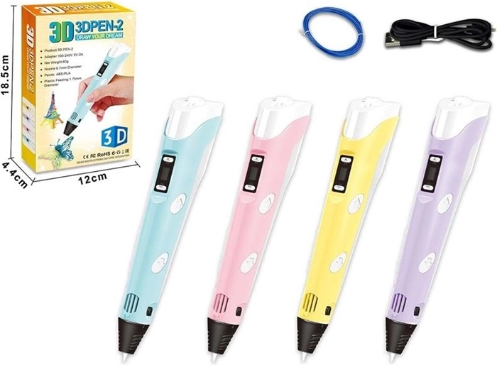 3D-pen met filament en USB-kabel