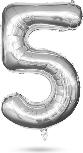 Verjaardagsfolieballon nummer 5 goudkleurig 40 inch