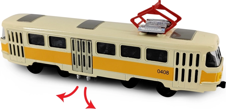 Metalen retrotram T3 geel 16 cm