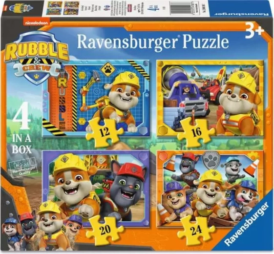 Ravensburger puzzel Paw Patrol – Rubble en zijn team 4-in-1 (12–24 stukjes)