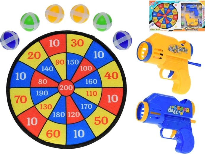 Kinderklittenband-schietschijf met 2 pistolen en 6 balletjes, 27 cm