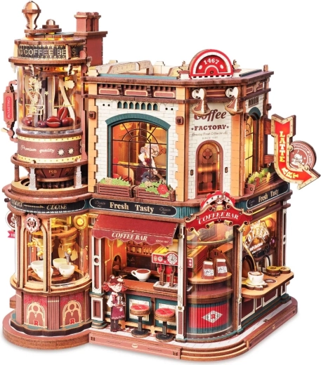 RoboTime 3D houten mechanische bouwpuzzel met muziekdoos – Koffiefabriek