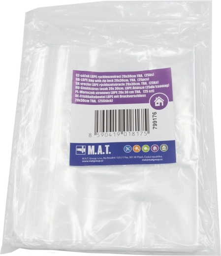 LDPE hersluitbare zakjes 20 × 30 cm, verpakking 25 stuks