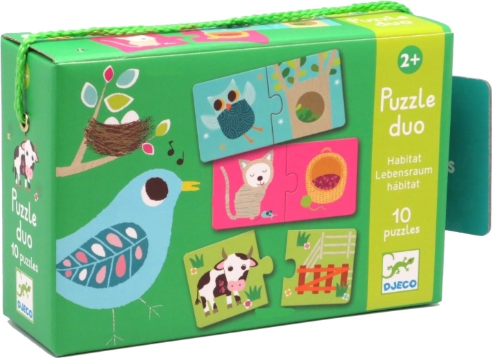 DJECO Dierlijke huisjes puzzel 12x2 stukjes