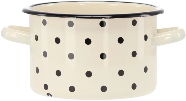 Gemailleerde pan 2 l, 16 cm, wit met stippen